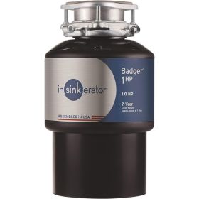 InSinkErator Garbage Disposal, Badger 1 HP, Power Series, 1 HP Continuous Feed,Black