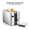 Chefman 2-Slice Digital Pop-Up Toaster, Stainless Steel, Bagel Sized Slots, Removable Crumb Tray