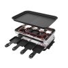 Raclette Grill 8 People Grill Plate Non-stick Coated, Raclette with 8 Mini Raclette Pans, Infinitely Adjustable Temperature, 1500W