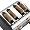 MegaChef 4 Slice Wide Slot Toaster with Variable Browning in Black and Rose Gold